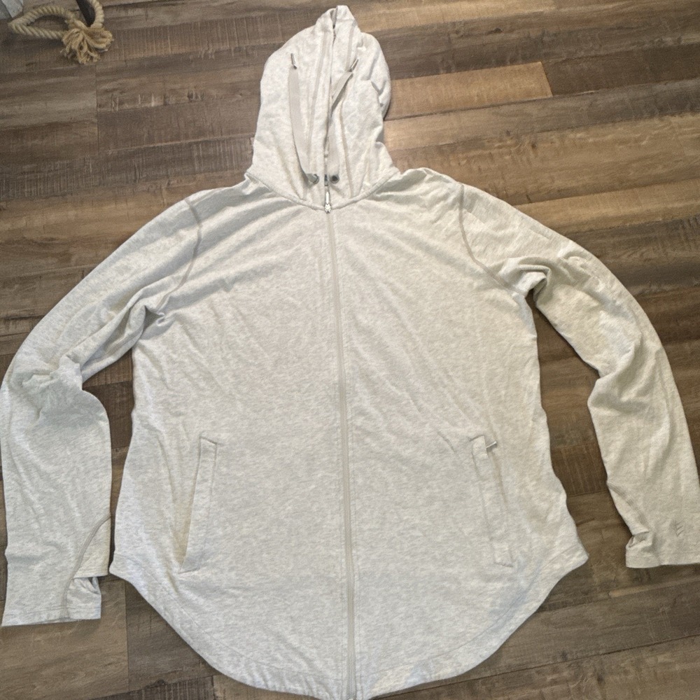 Coolibar Women's LumaLeo Zip Up Hoodie Sz L Heather Gray UPF50+